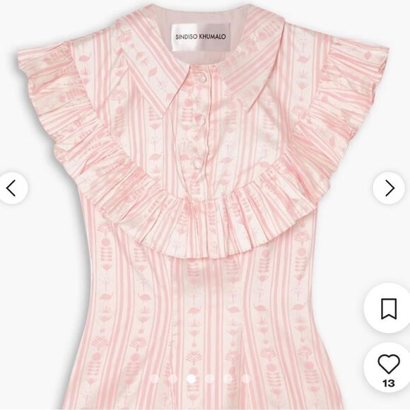 NWT SINDISO KHUMALO Ruffled printed Silk Dress - Picture 7 of 14